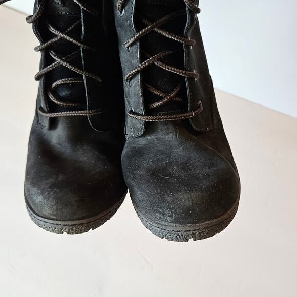 Timberland Tillston’s Lace Up Double Collar Black Leather Ankle Bootie Women's 7 - Picture 2 of 12